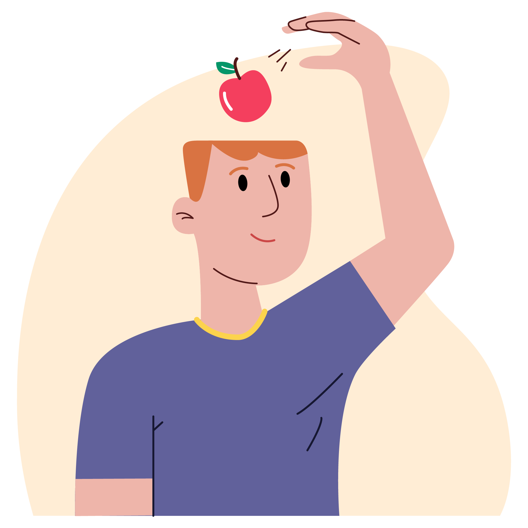 guy with apple on top of the head