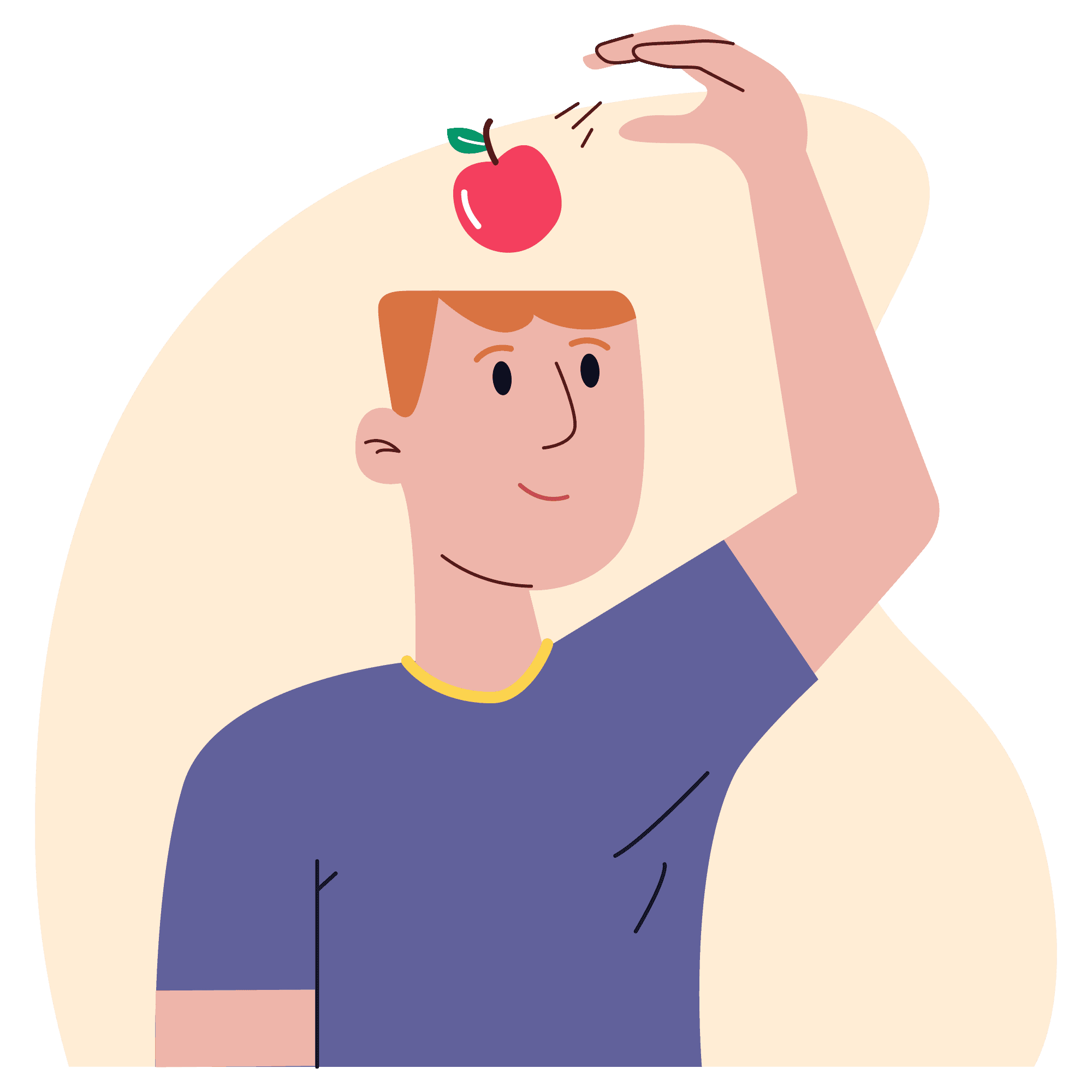 guy with apple on top of the head