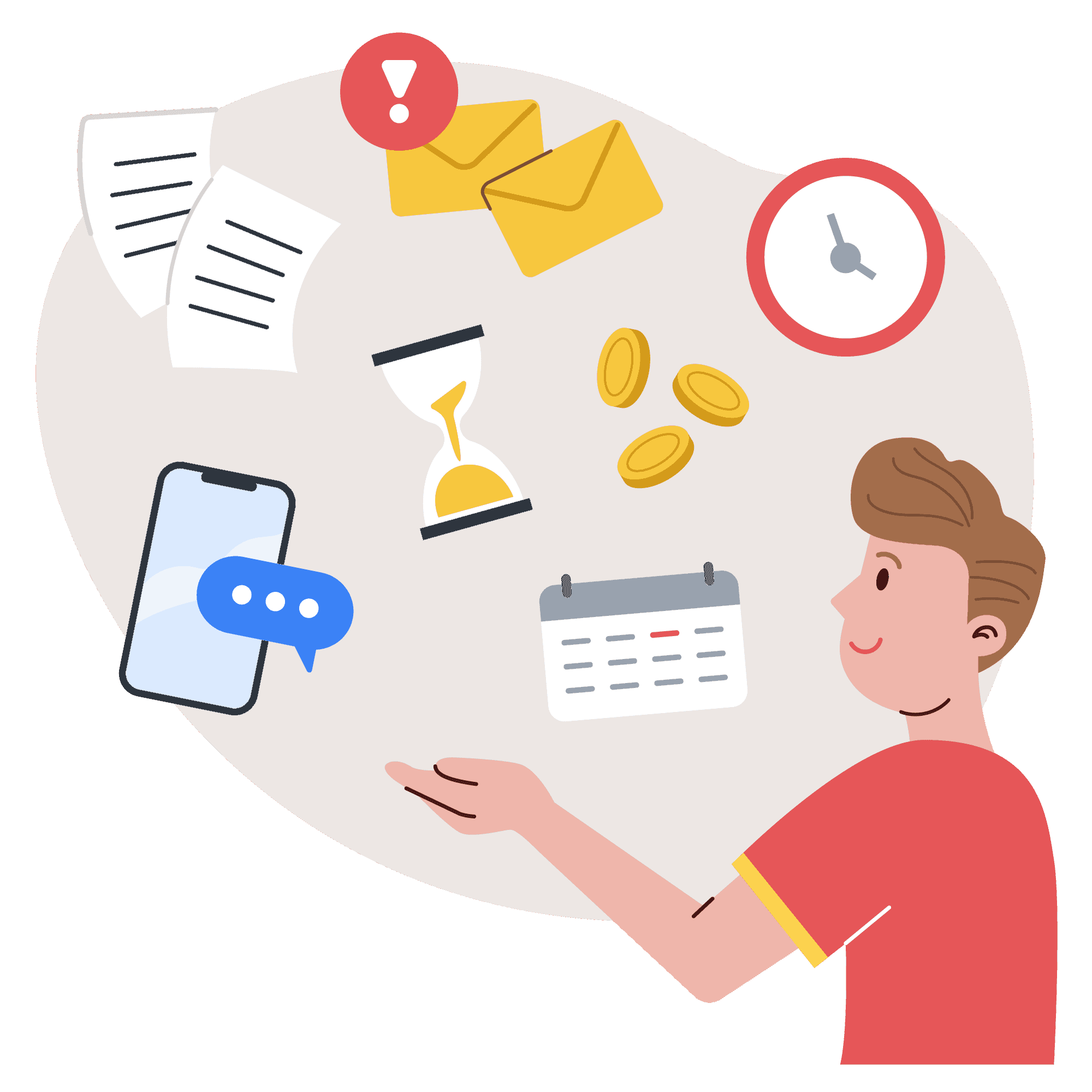 guy holding up daily tasks in the air